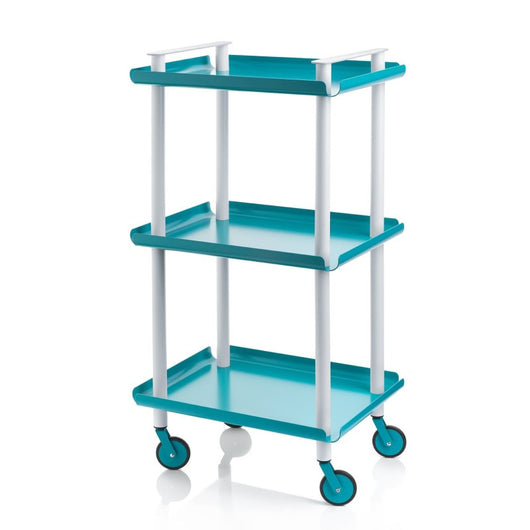 Carrello da cucina LEKY, 3 ripiani, struttura grigia, colore celeste