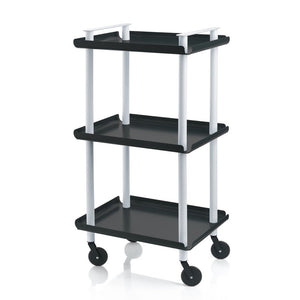 Carrello da cucina LEKY, 3 ripiani, struttura grigia, colore nero