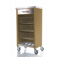 Carrello da cucina su ruote con piano in acciaio inox, CHELSEA, struttura beige