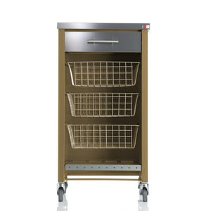 Carrello da cucina su ruote con piano in acciaio inox, CHELSEA, struttura beige