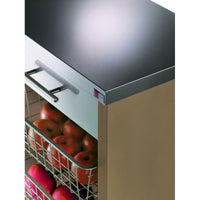 Carrello da cucina su ruote con piano in acciaio inox, CHELSEA, struttura beige