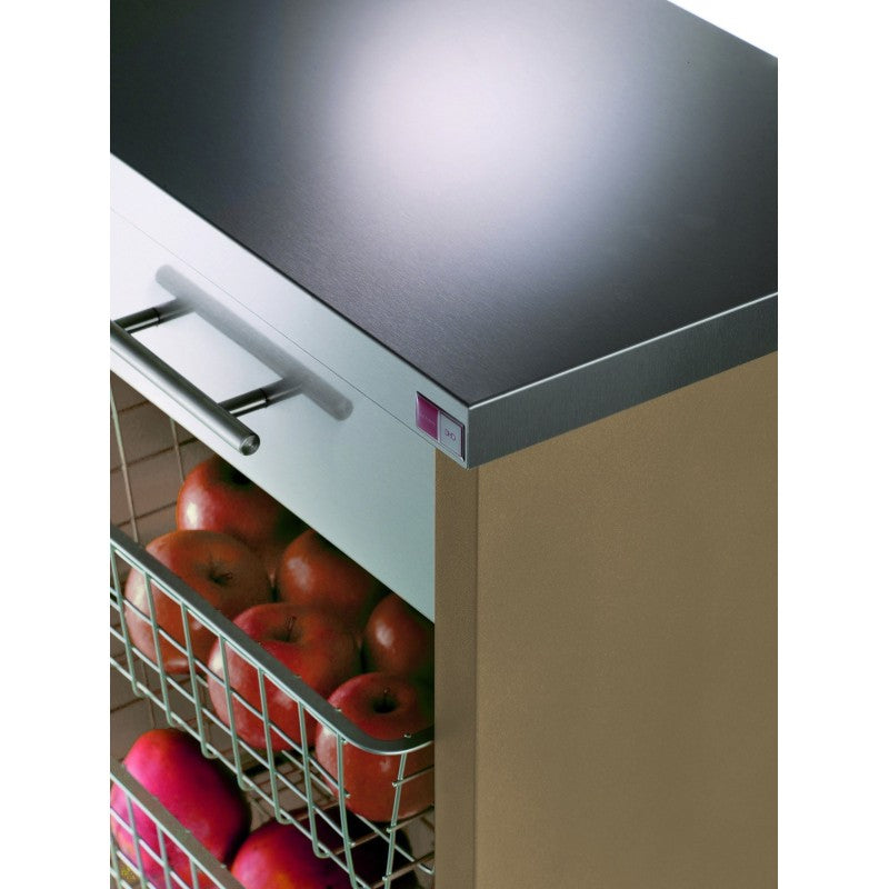 Carrello da cucina su ruote con piano in acciaio inox, CHELSEA, struttura beige