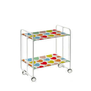 Carrello pieghevole da cucina BAUHAUS, 2 vassoi. Struttura bianca, Fantasia 31