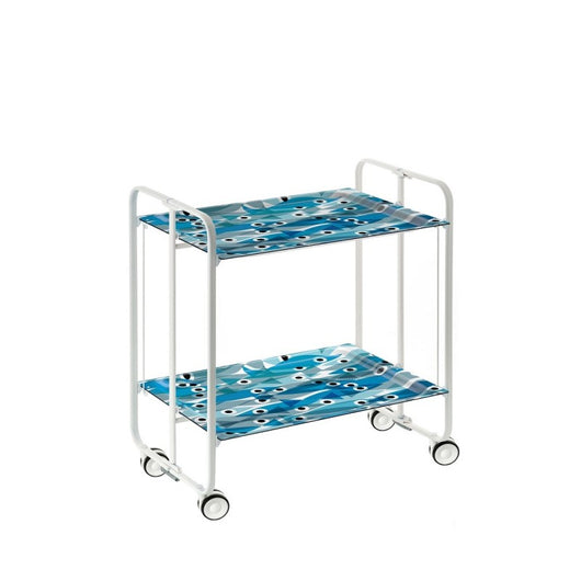 Carrello pieghevole da cucina BAUHAUS, 2 vassoi. Struttura bianca, Fantasia 17