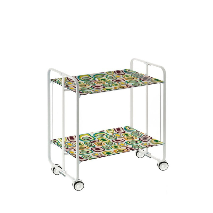 Carrello pieghevole da cucina BAUHAUS, 2 vassoi. Struttura bianca, Fantasia 22