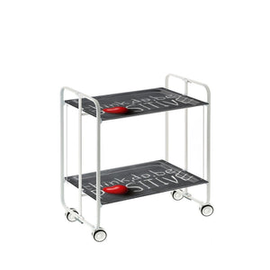 Carrello pieghevole da cucina BAUHAUS, 2 vassoi. Struttura bianca, Fantasia 15