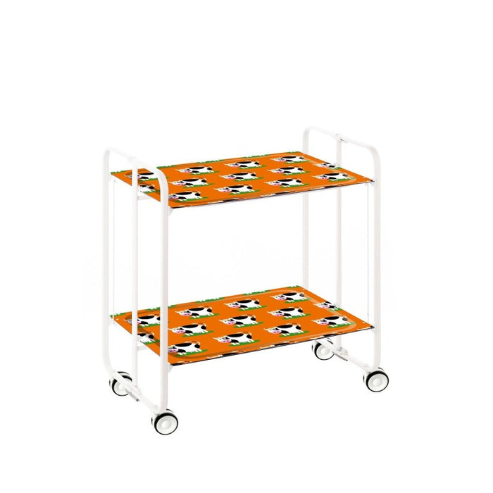 Carrello pieghevole da cucina BAUHAUS, 2 vassoi. Struttura bianca, Fantasia 37