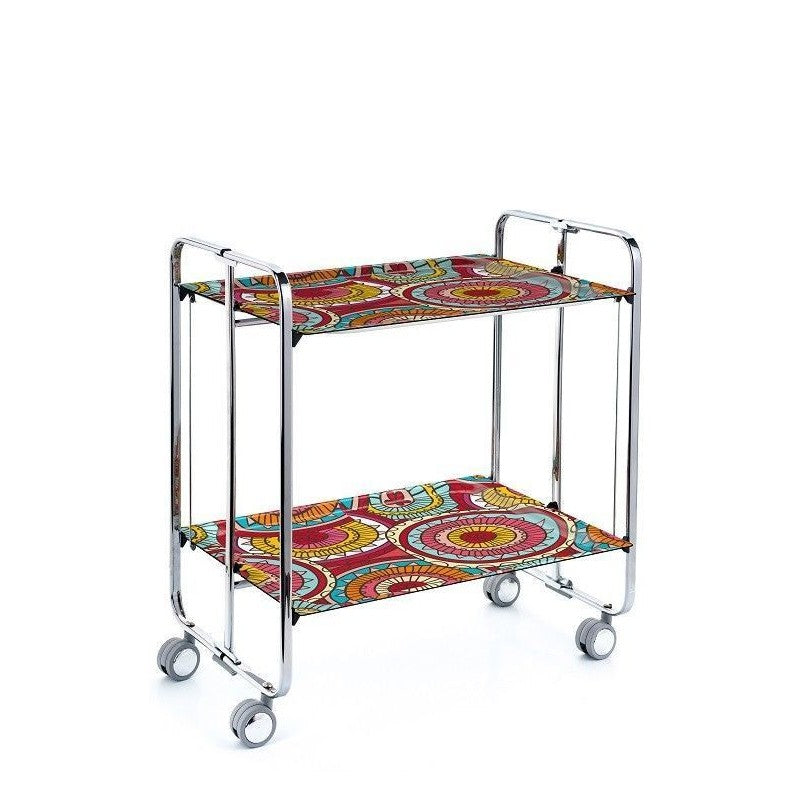 Carrello pieghevole da cucina BAUHAUS, 2 vassoi. Struttura cromata, Fantasia 2