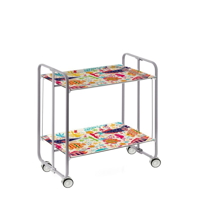 Carrello pieghevole da cucina BAUHAUS, 2 vassoi. Struttura grigio, Fantasia 10