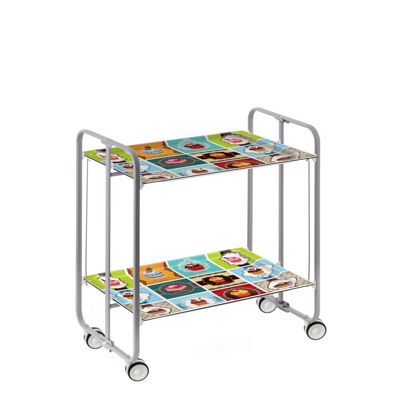 Carrello pieghevole da cucina BAUHAUS, 2 vassoi. Struttura grigio, Fantasia 4