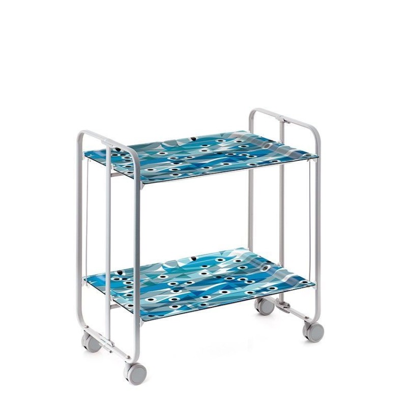 Carrello pieghevole da cucina BAUHAUS, 2 vassoi. Struttura grigio, Fantasia 16