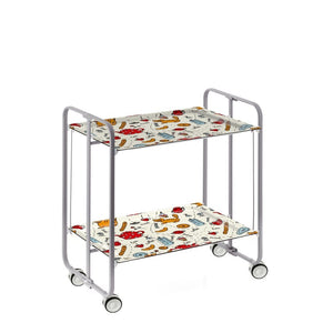 Carrello pieghevole da cucina BAUHAUS, 2 vassoi. Struttura grigio, Fantasia 11