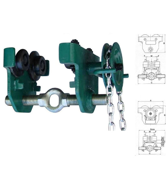 Carrello Porta Paranco A Spinta Per Trave Catena Portaparanco 220mm Traslazione         