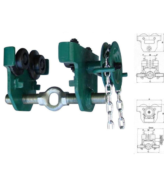 Carrello Porta Paranco A Spinta Per Trave Catena Portaparanco 220mm Traslazione         Kg. 5000