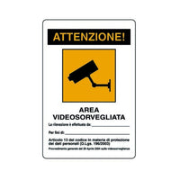 Cartello 30x20cm attenzione area videosorvegliata