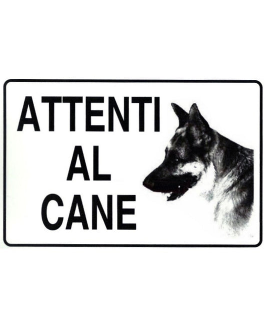 Cartello Attenti Al Cane 20x30 Cm Pvc Rigido Adesivo Segnaletica Sicurezza         