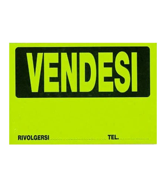 Cartello Vendesi Plastificato Con Scritta 30 X 20 Cm Segnaletico         