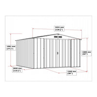 Casa in metallo grigio 10x10 Duramax by Ezooza 3023 x 3221 x 1961 mm soluzione di stoccaggio premium con sistema di ventilazione