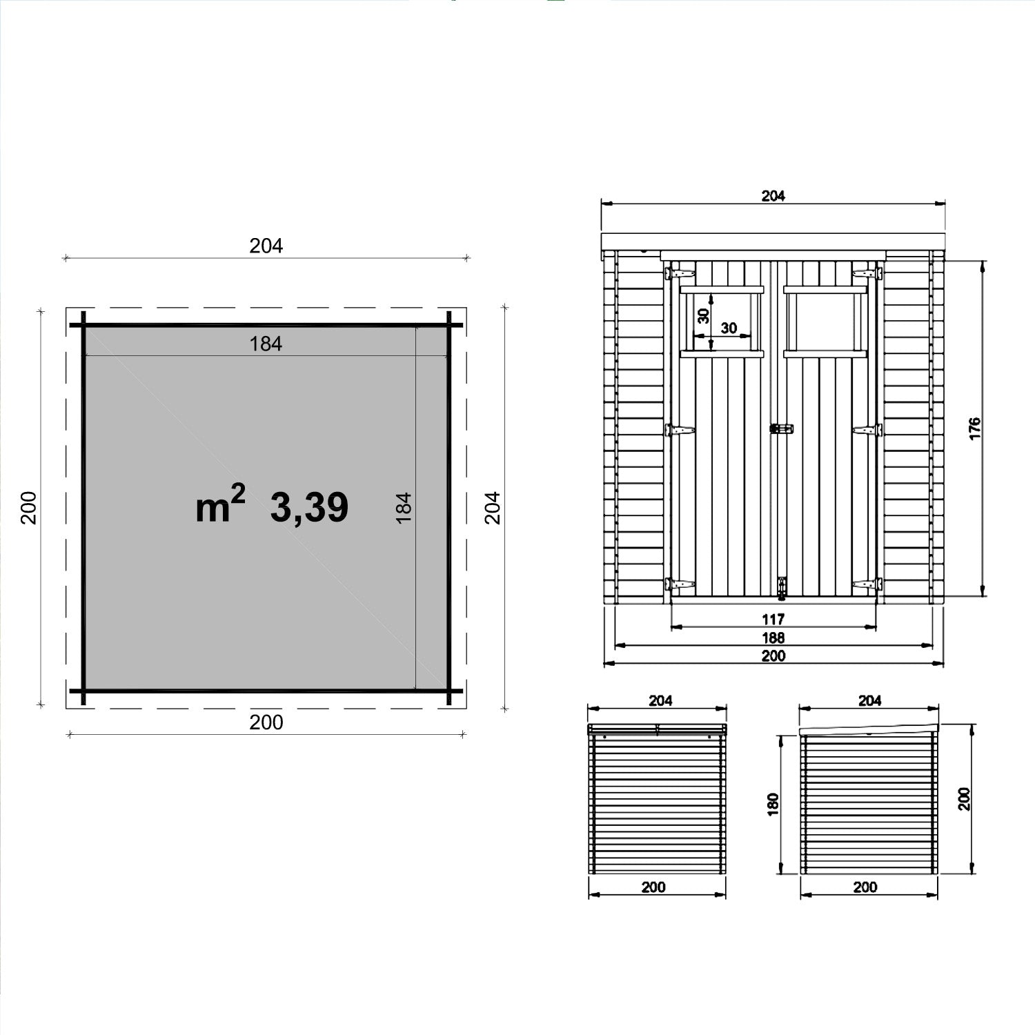 Birba - Casetta da giardino in legno di abete casetta da esterno 200x200x218H cm blockhouse ripostiglio da esterno