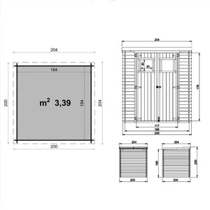 Birba - Casetta da giardino in legno di abete casetta da esterno 200x200x218H cm blockhouse ripostiglio da esterno