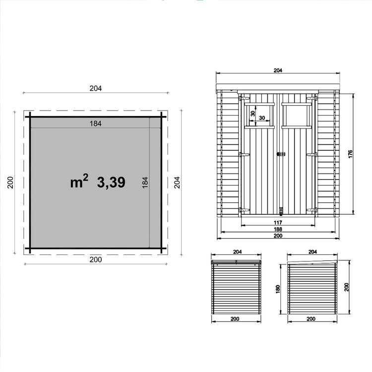 Birba - Casetta da giardino in legno di abete casetta da esterno 200x200x218H cm blockhouse ripostiglio da esterno