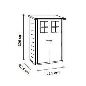 Casetta da Giardino in Resina Tuscany Evo 100 con 2 porte centrali, Pavimentazione inclusa, colore Beige, 95x139x201h cm