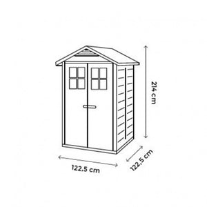 Casetta da Giardino in Resina Tuscany Evo 120 con 2 porte centrali, Pavimentazione inclusa, colore Beige, 137x144x214h cm