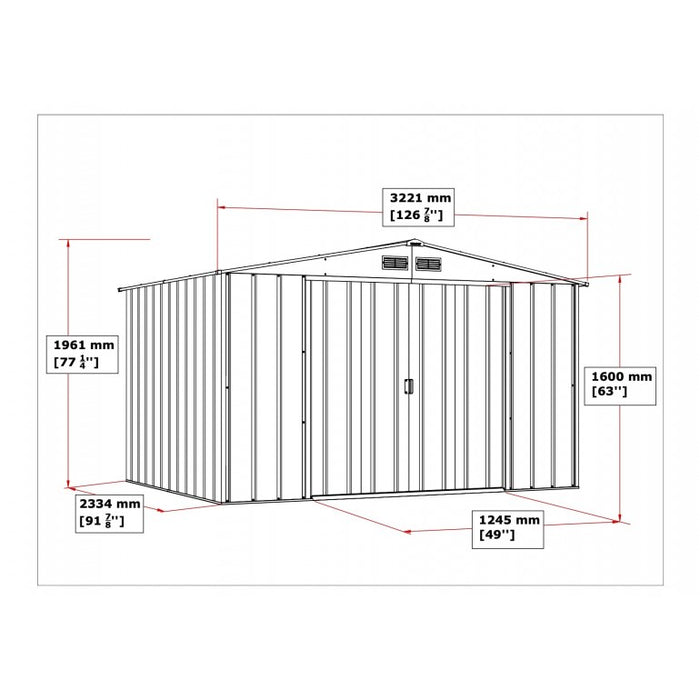 Casetta da giardino premium Duramax by Ezooza 2422 x 3221x 1961 mm in metallo grigio 10 x 8: soluzione robusta e spaziosa