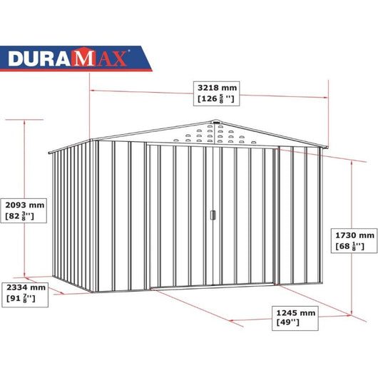 Casetta in metallo Top Shed 10' x 8' Duramax, 322 x 233 x 209 cm