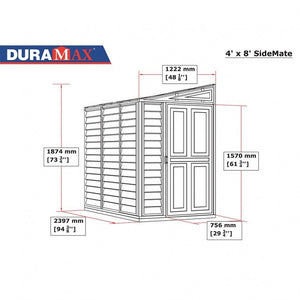 Casetta in PVC SideMate 4'x8' Duramax Classic, 122 x 241 x 188 cm