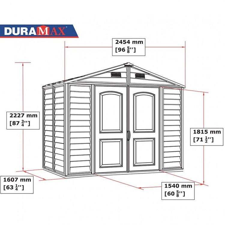 Casetta in PVC StoreAll 8'x6' Duramax Premier, 245 x 168 x 223 cm