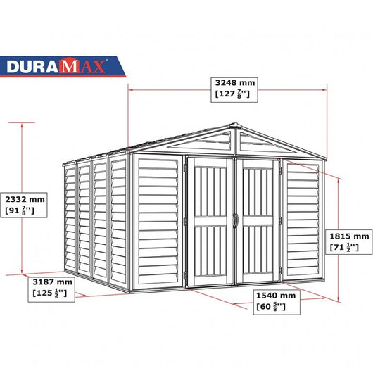 Casetta in PVC WoodBridge Plus 10,5'x10,5' Duramax Premier, 325 x 326 x 233 cm