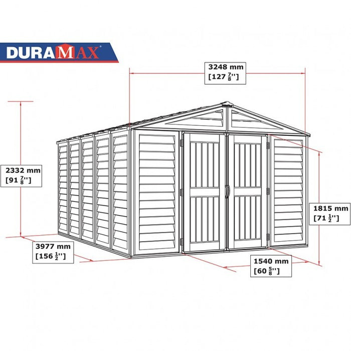 Casetta in PVC WoodBridge Plus 10,5'x13' Duramax Premier, 325 x 405 x 233 cm