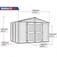 Casetta in PVC WoodBridge Plus 10,5'x8' Duramax Premier, 325 x 247 x 233 cm