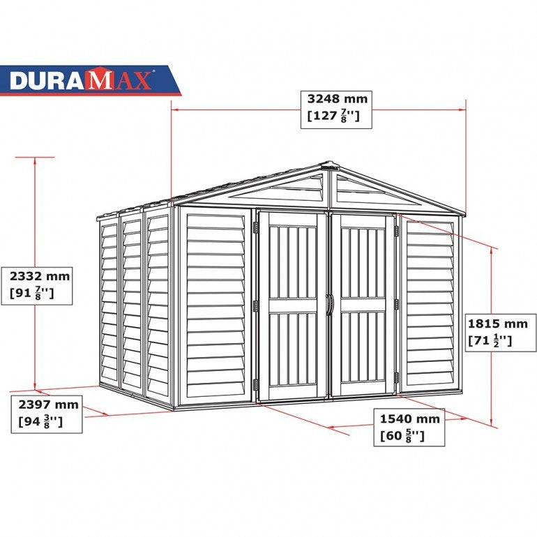 Casetta in PVC WoodBridge Plus 10,5'x8' Duramax Premier, 325 x 247 x 233 cm