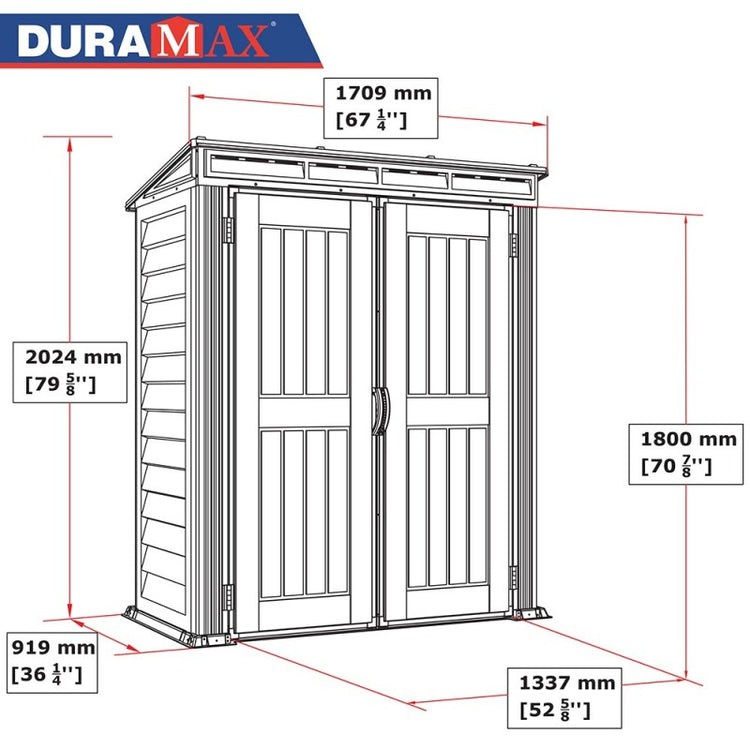 Casetta in PVC YardMate Pent PLUS 5'x3' Duramax Plus, 91 x 170 x 202 cm