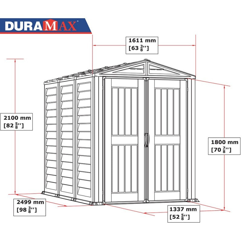 Casetta in PVC YardMate PLUS 5'x8' Duramax, 161 x 250 x 210 cm