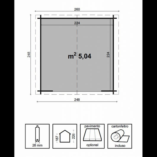 Casetta Noemi Cm 250X250 Losa