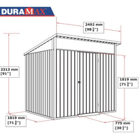 Casetta Box da Giardino 249,1x209,3x231,1 cm in Acciaio Zincato Grigio