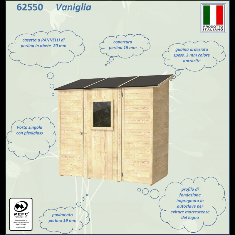 Casetta Vaniglia Addossata o meno Varie misure PSF pefc - Addossata 207x102 cm