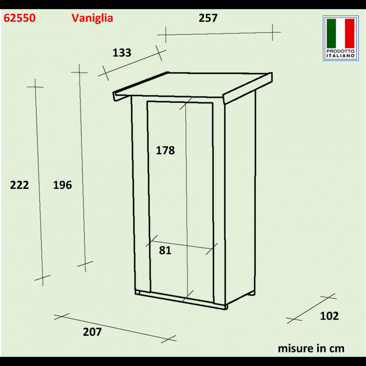 Casetta Vaniglia Addossata o meno Varie misure PSF pefc - Addossata 207x102 cm