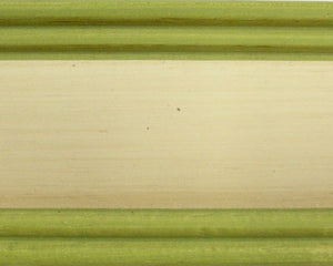 Cassapanca in legno arte avorio con profilo verde l.100 x p.44 h.51