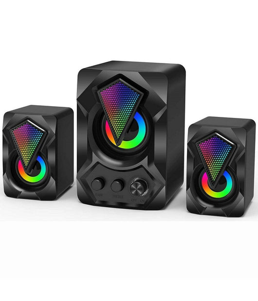 Casse Audio 2.0 Aux Usb Altoparlanti Subwoofer Rgb Per Pc Notebook 5+3 W Ab-d391         