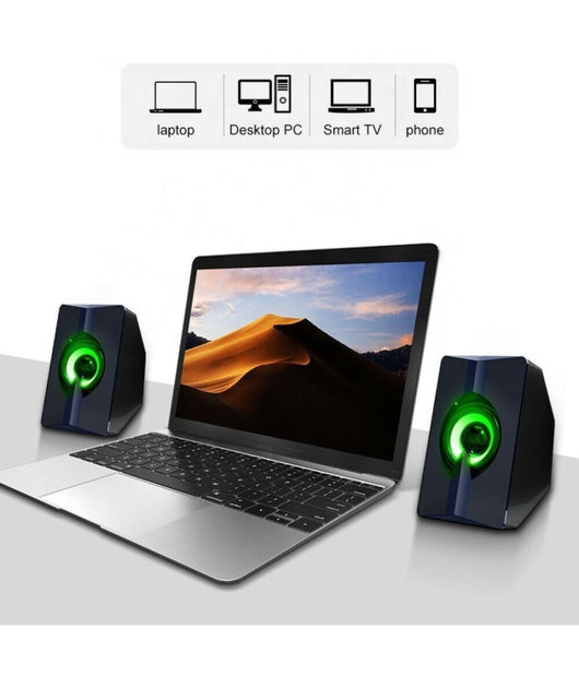 Casse Audio 2.0 Aux Usb Pc Altoparlanti Per Notebook 3 W X 2 Luce Rgb Ab-d377         