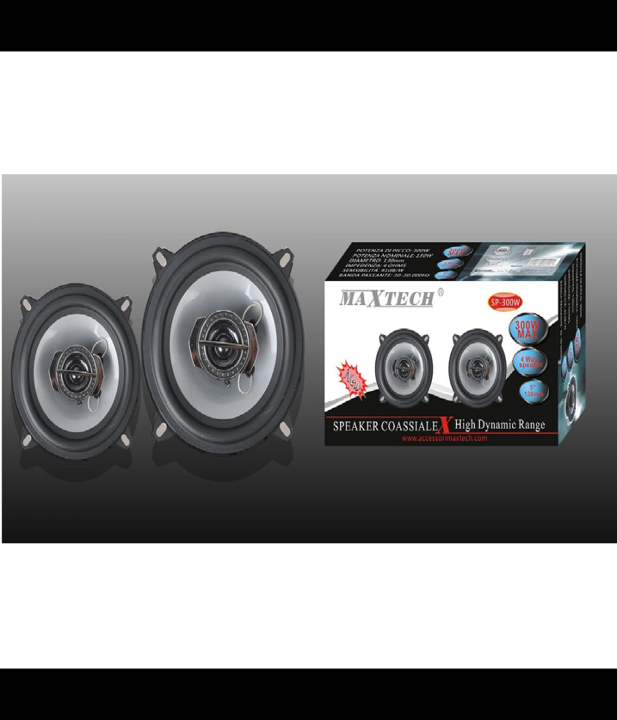 Casse Per Auto 300w Audio Volume Speaker Coassiale 4 Vie Musica Maxtech Sp-300w         