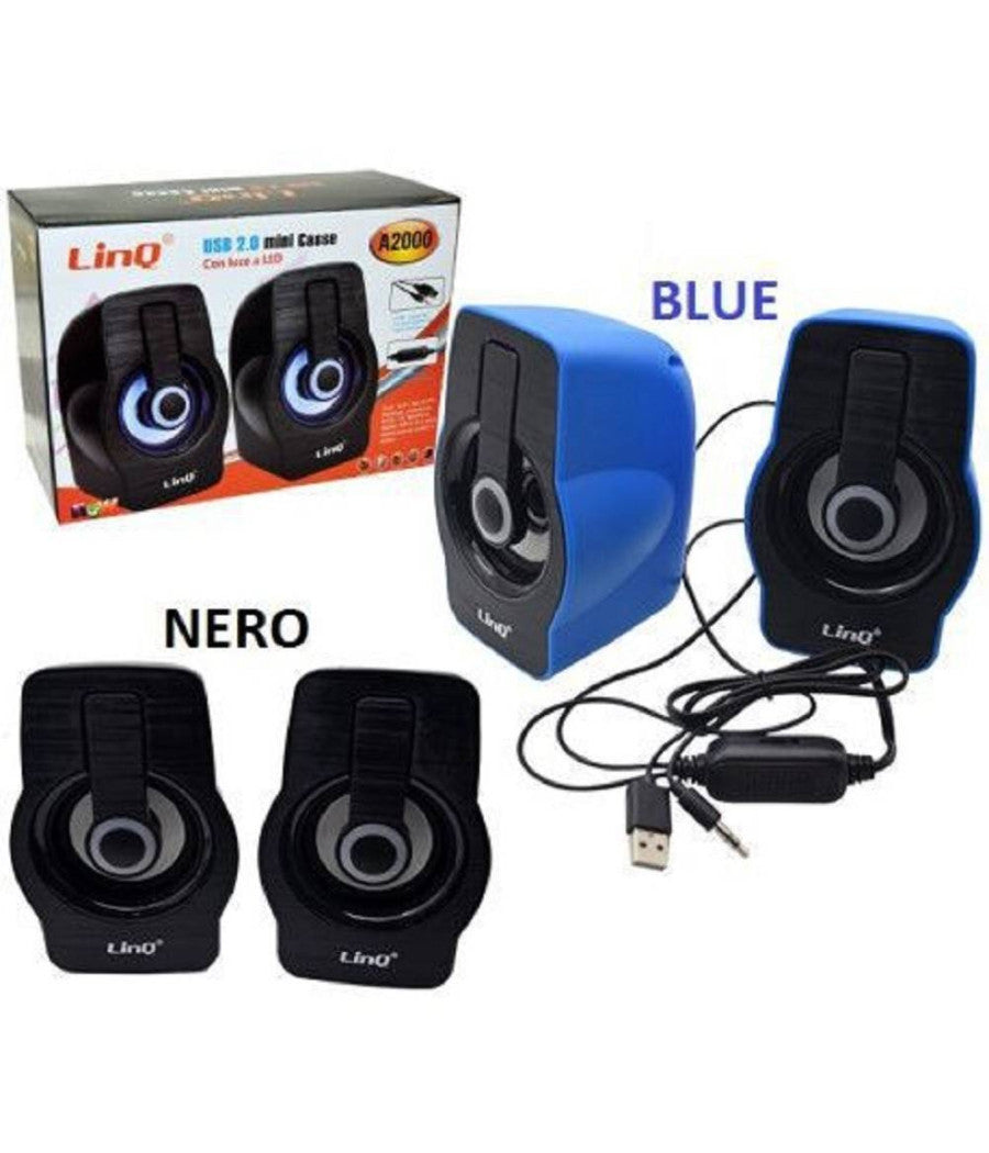 Casse Usb 2.0 Mini Speaker Altoparlanti Con Luce Led Pc Notebook Netbook A2000         