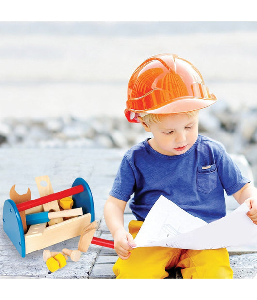 Cassetta Degli Attrezzi Giocattolo Per Bambini In Legno Attrezzi Accessori Gioco         