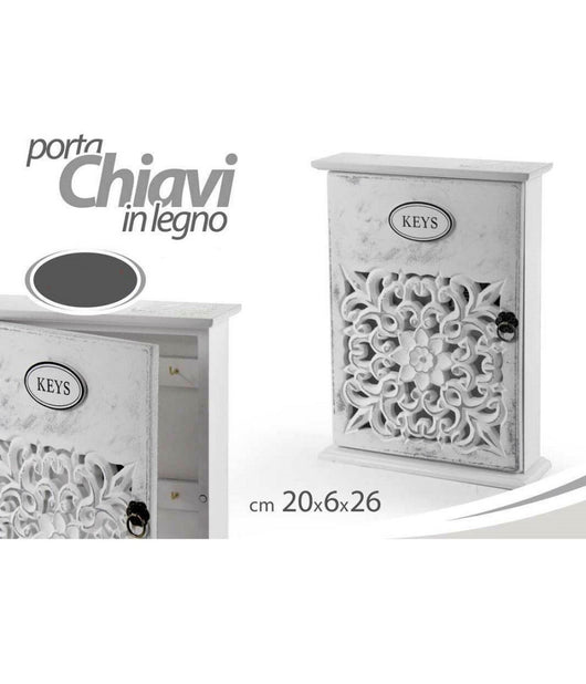 Cassetta Porta Chiavi Box In Legno Da Parete 20 X 6 X 26 Cm Decoro Keys 784712         