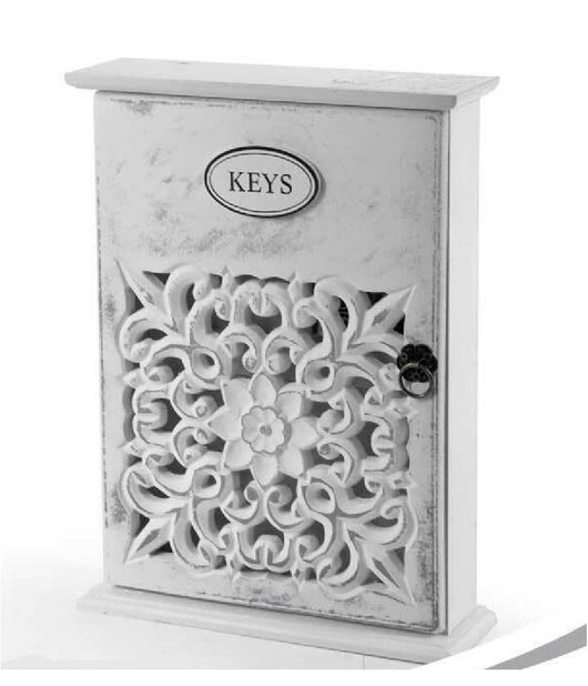 Cassetta Porta Chiavi Box In Legno Da Parete 20 X 6 X 26 Cm Decoro Keys 784712         