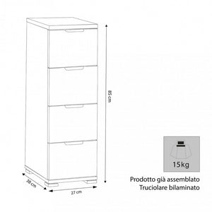 CASSETTIERA 4 CASSETTI BIANCA